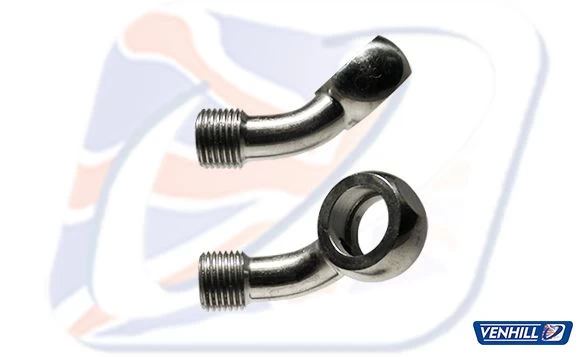 M10 BANJO 45° UP + 25° RIGHT, STAINLESS